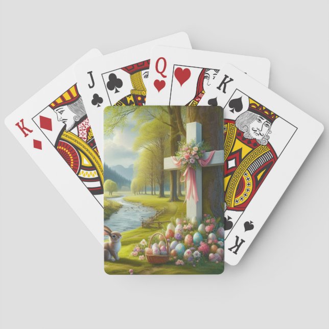 Osterkreuz mit Hasen und Eiern Spielkarten (Rückseite)