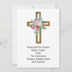 Osterkreuz Rosa Blumen religiös christlich Feiertagskarte