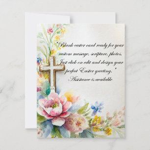 Osterkreuz und Blumen leere Briefpapier Feiertagskarte