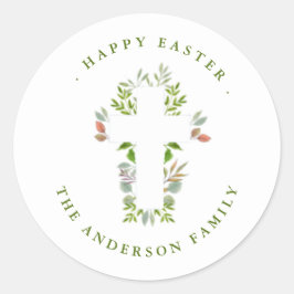 Osterkreuz und Grüne Label / Siegel Runder Aufkleber