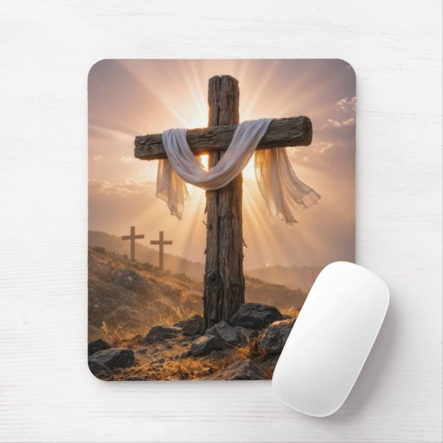 Osterkreuze auf einem Hügel Mousepad (Mit Mouse)