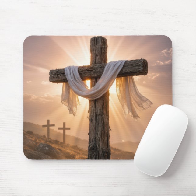 Osterkreuze auf einem Hügel Mousepad (Mit Mouse)