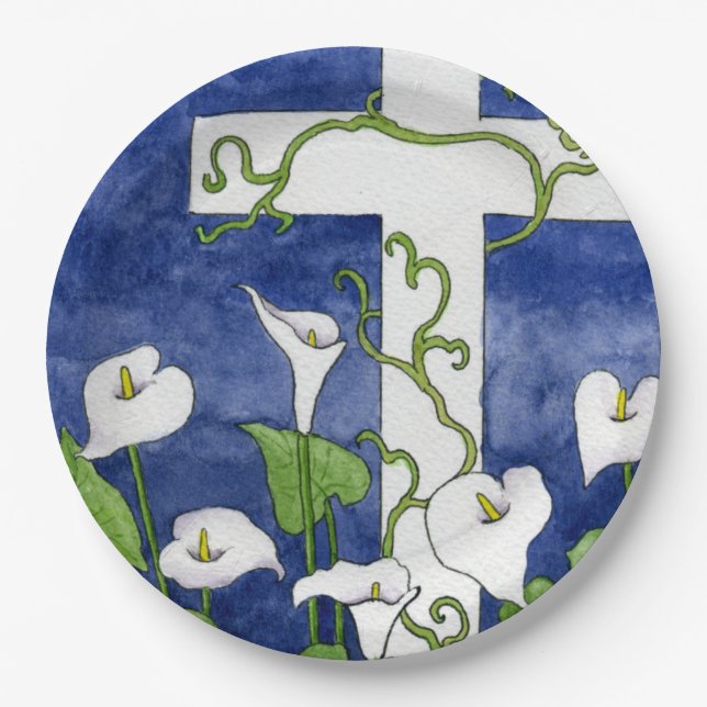 Osterkreuzplatte Pappteller (Vorderseite)