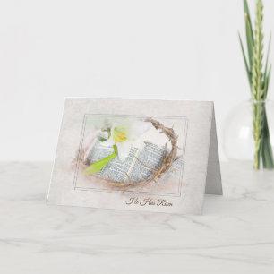 Osterkrone und Bibel mit Liege Karte