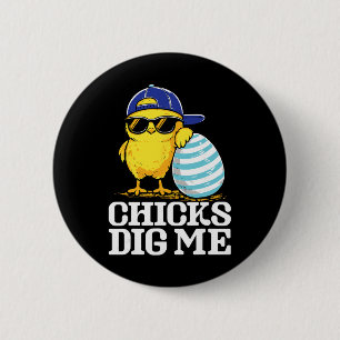 Osterküken Grab Mich Cool Huhn Sonnenbrille Männer Button