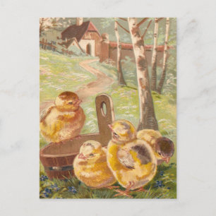 Osterküken im Retro-Stil Postkarte