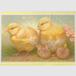 Osterküken in einer Wagensammlung Seidenpapier