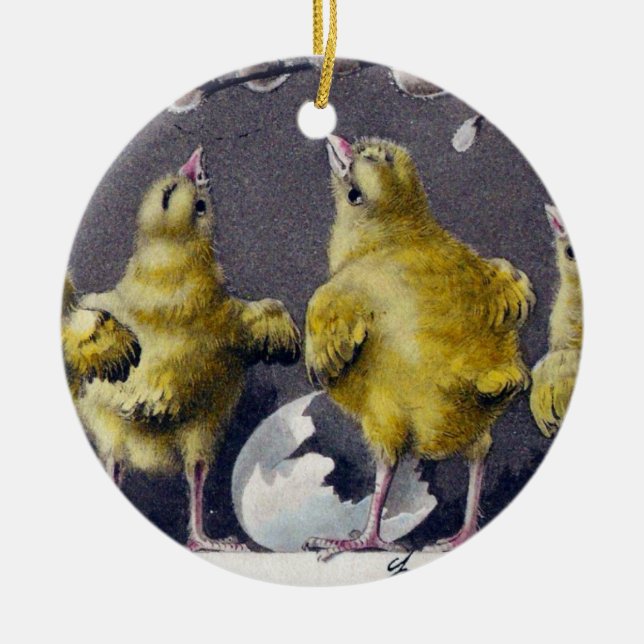 Osterküken Italienisch Vintag Keramik Ornament (Vorne)