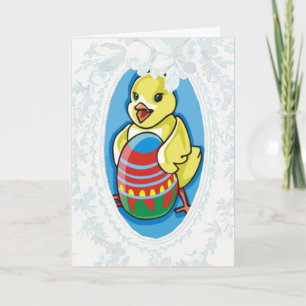 Osterküken mit Eierkarte Feiertagskarte