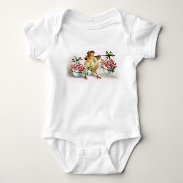 Osterküken und Blume Baby Strampler (Vorderseite)