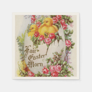 Osterküken und Rosen Papier Servietten