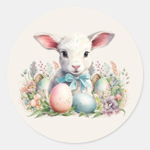 Osterlämmer in Pastellfarben-Eier Runder Aufkleber