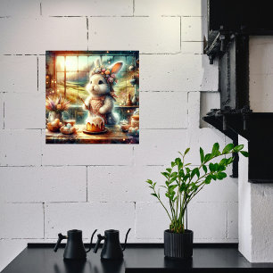 Osterleckereien mit süßem Wasserfarben-Hasenbäcker Poster