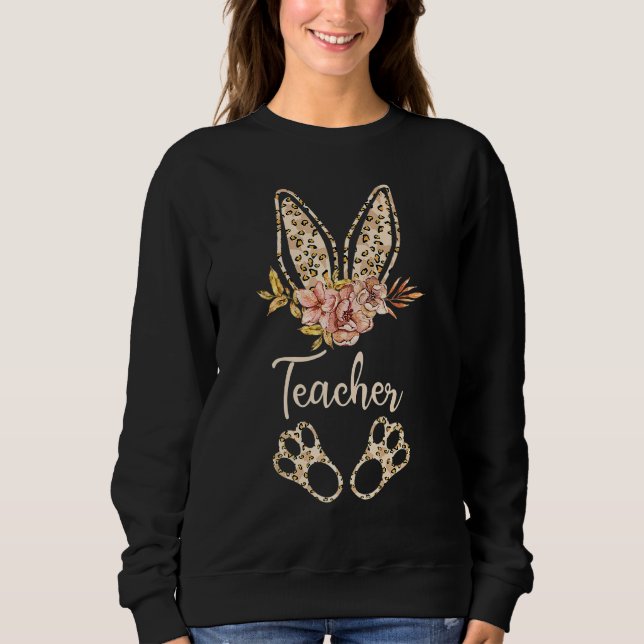 Osterlehrer Niedlich Bunny Leopard Print School Os Sweatshirt (Vorderseite)