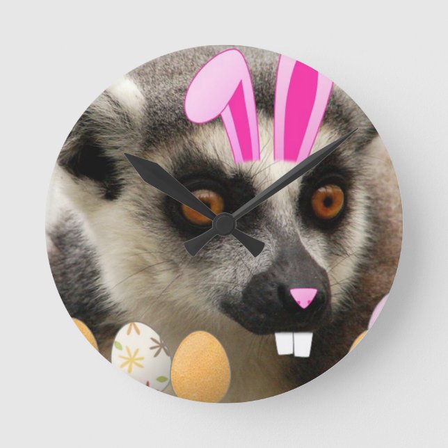 Osterlemur Runde Wanduhr (Vorderseite)