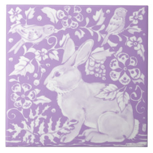 Osterlicht Lila Bunny Rabbit Bird Woodland Fliese