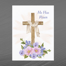 OsterLila Kreuz Christliche Blume Feiertagspostkarte