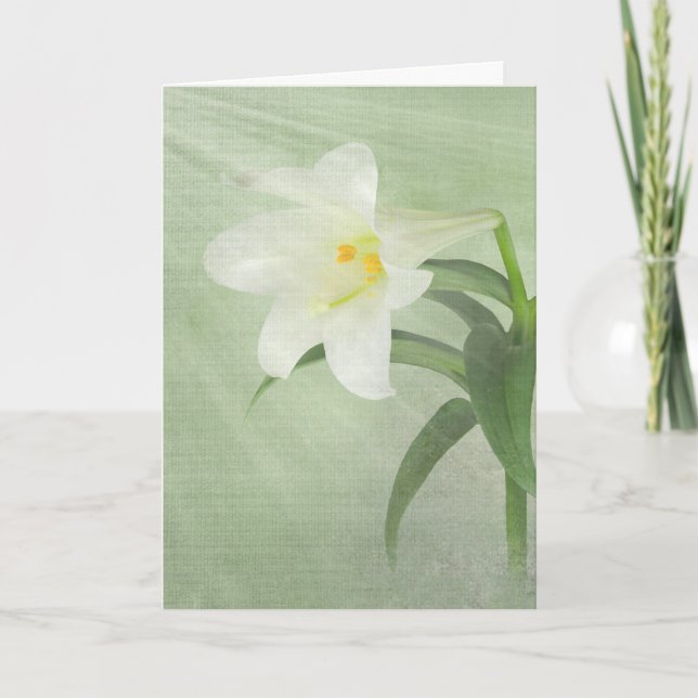 Osterlilie auf Grün Feiertagskarte (Vorderseite)