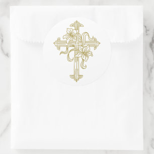 Osterlilie Kreuz Runder Aufkleber