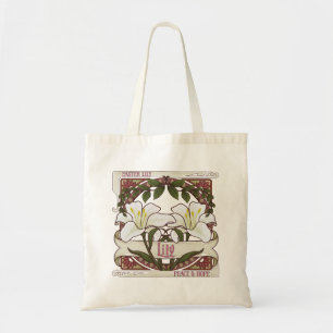 Osterlilie: Vintage Stilgestaltung Frieden Hoffnun Tragetasche