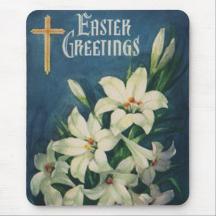 Osterlilien-Blume, Vintager religiöser Ostern Mousepad