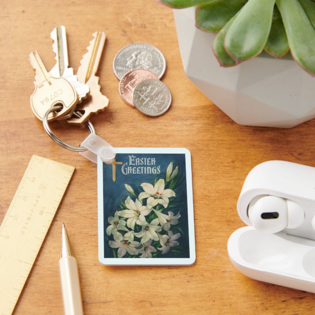Osterlilien-Blume, Vintager religiöser Ostern Schlüsselanhänger (Schreibtisch)