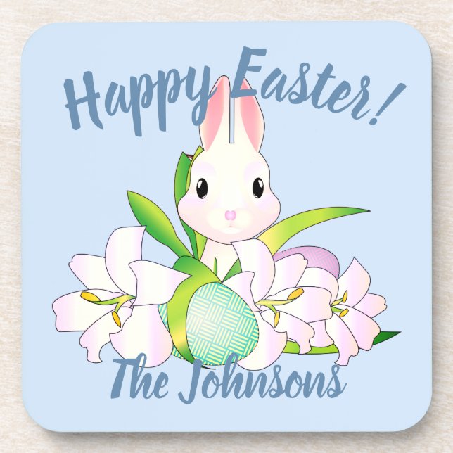 Osterlilies & Sweet Bunnies Getränkeuntersetzer (Vorderseite)