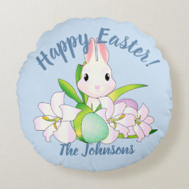 Osterlilies & Sweet Bunnies Rundes Kissen