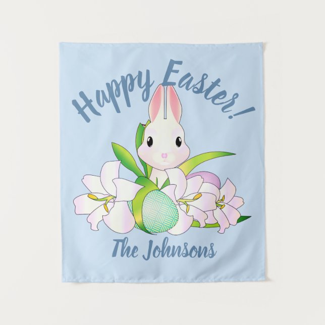 Osterlilies & Sweet Bunnies Wandteppich (Vorderseite)