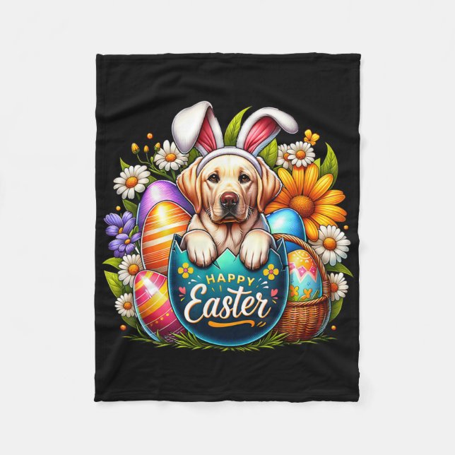 Ostermalinois-Welpe Florales Ostern Farbige Eier  Fleecedecke (Vorderseite)