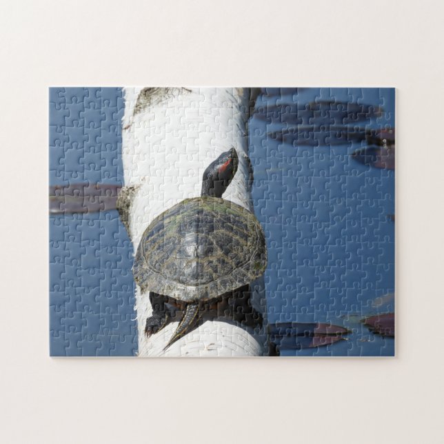 Ostermalte Schildkröte auf Birke Puzzle (Horizontal)