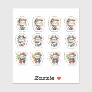 Ostermännliche Bunnies tragen Karotten und Brillen Aufkleber