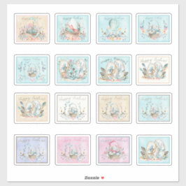 Ostermarken Bunnies Körbe Blume Niedlich Aufkleber