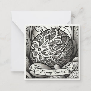 Ostermotiv b/w Cartoon mit Ostereiern 97330 Mitteilungskarte