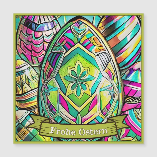 Ostermotiv-Cartoon mit Ostereier 13553 Magnetkarte (Vorderseite)