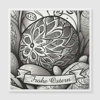 Ostermotiv monochrome Cartoon mit Ostereier 97330 Magnetkarte