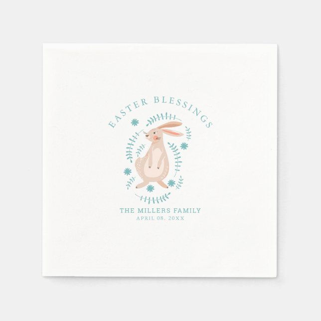 Ostermuster mit Eiern, Hasen, Küken, Blume Serviette (Vorderseite)