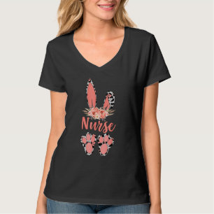 Ostermütter Tag Nurse Leopard Bunny Rabbit Flor T-Shirt