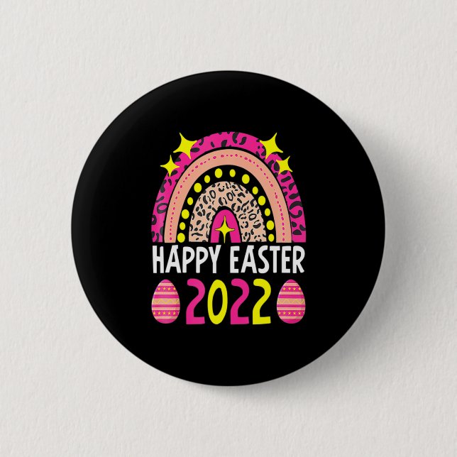 Ostern 2022 Regenbogen süß frohe Ostern 2022 Fraue Button (Vorderseite)