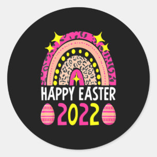 Ostern 2022 Regenbogen süß frohe Ostern 2022 Fraue Runder Aufkleber
