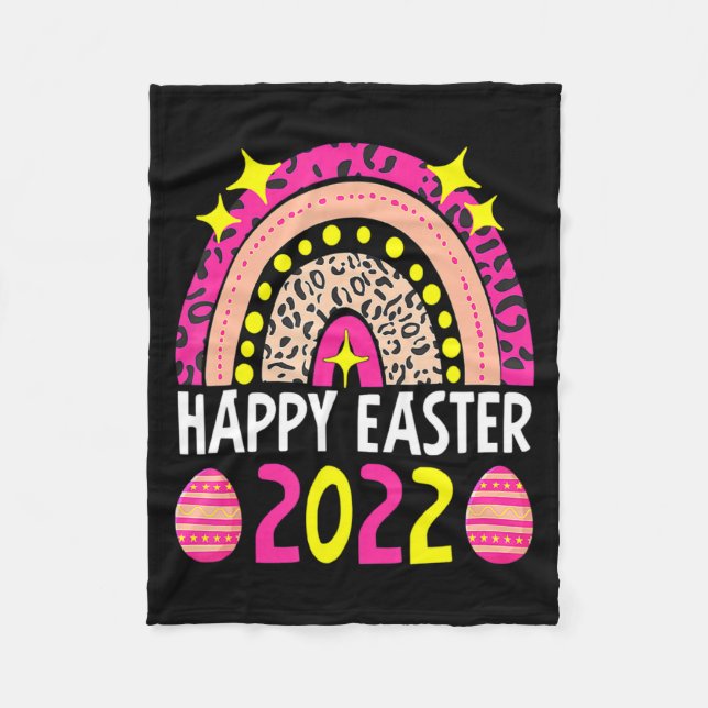 Ostern 2022 Regenbogen süß glückliche Ostern 2022  Fleecedecke (Vorderseite)