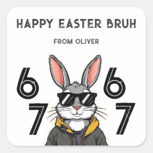 Ostern 67 Six Seven Spaß Coole Jungen Schule Klass Quadratischer Aufkleber