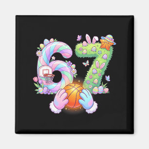Ostern 6 7 Meme Sechs Sieben Süßer Hase Basketball Magnet