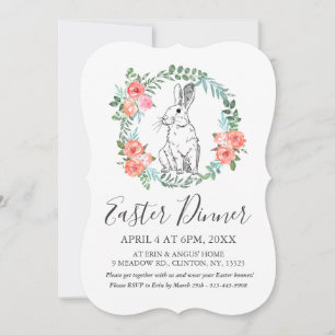 Ostern Abendessen Bunny Boho Flora Wasserfarbe Ein Feiertagskarte
