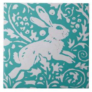 Ostern Aquamarin Blauer Kaninchen Bunny Floral Nat Fliese