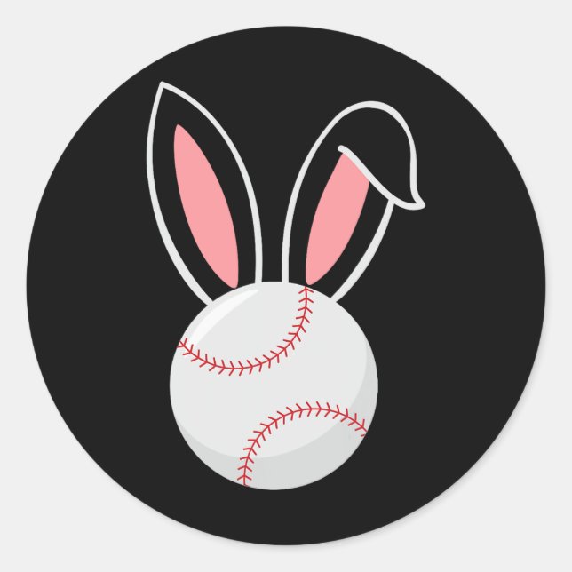 Ostern Baseball Bunny Oars Fun Baseball Ostern Runder Aufkleber (Vorderseite)