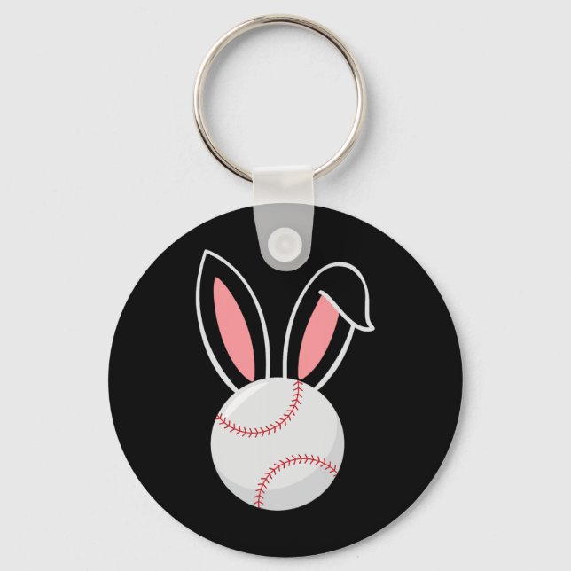 Ostern Baseball Bunny Oars Fun Baseball Ostern Schlüsselanhänger (Vorderseite)
