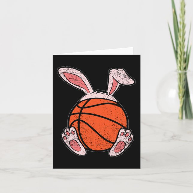 Ostern Basketball Lover Bunny Ears Ball Niedlich R Karte (Vorderseite)