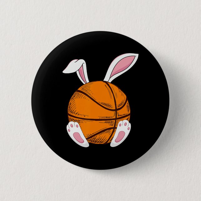 Ostern Basketball Rabbit Bunny Happy Ostertag 2 Button (Vorderseite)