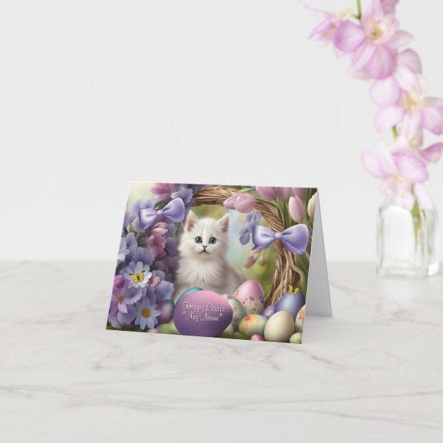 Ostern Benutzername Personalisierte Hülle Katze Sü Karte (Orchidee)